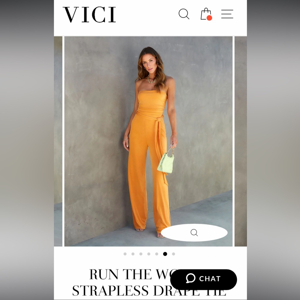 VICI Run The World Strapless Drape Tie Jumpsuit NWT Size Large